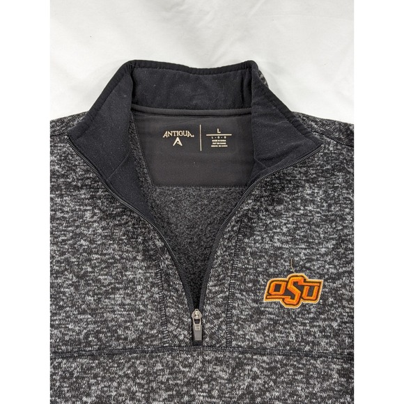 Antigua Quarter Zip Oklahoma State Sideline Pullover (Mens L) Gray Static Heavy - Picture 4 of 7